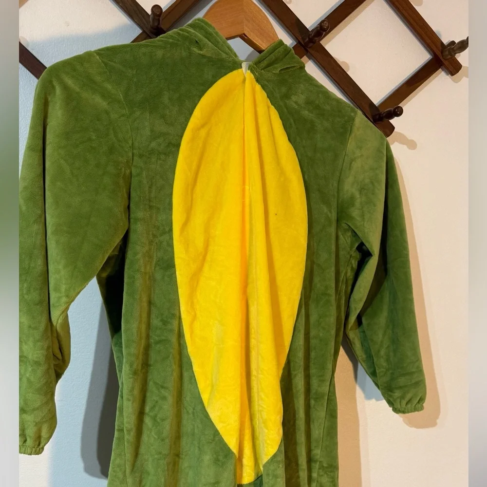 Dinosaur green and yellow Kids Costume size Large in EUC detachable tail hood